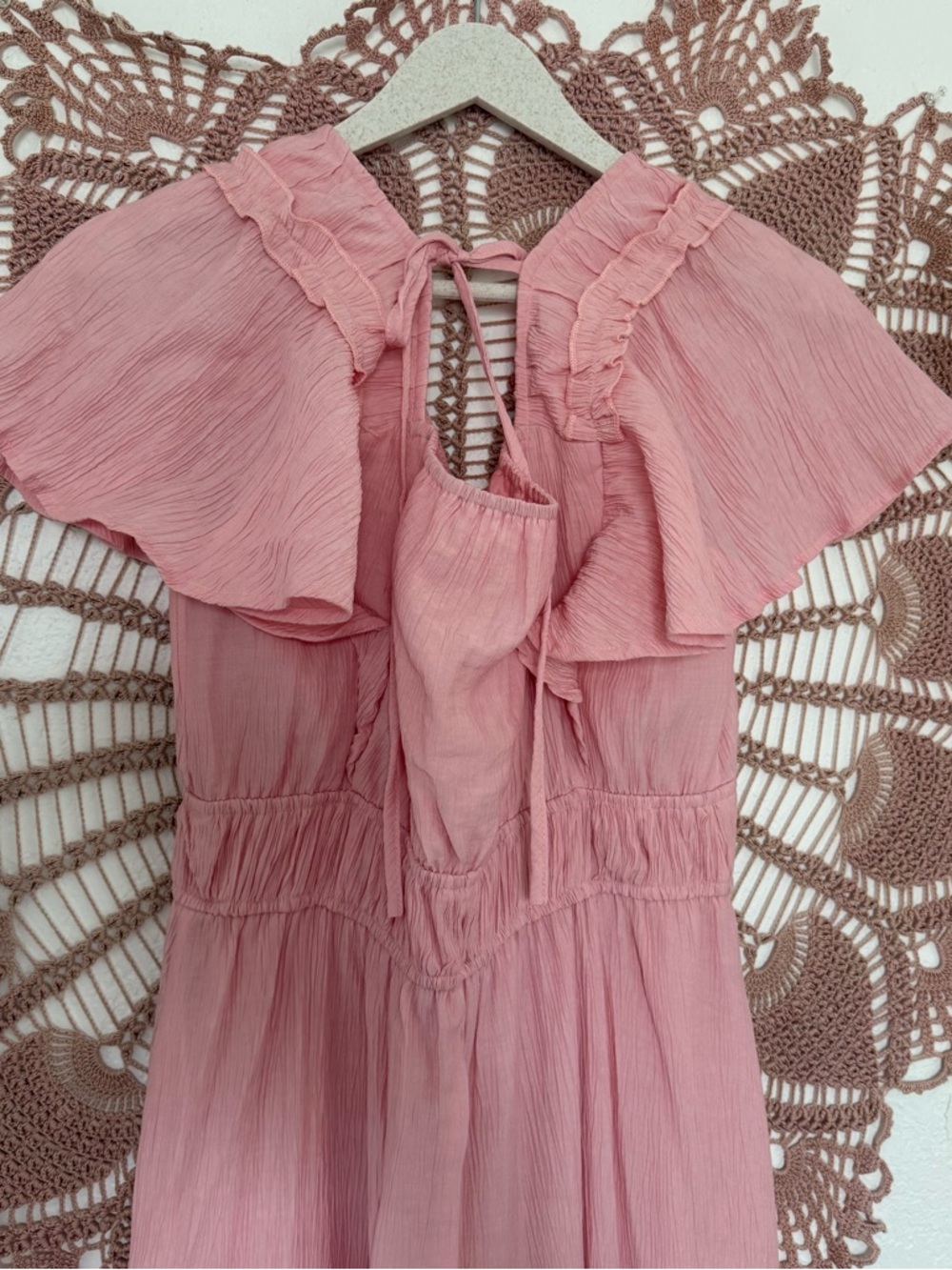 &merci Pink Ruffle V-Neck Maxi Dress - Picture 5 of 8